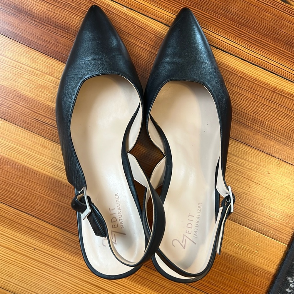 Naturalizer 27 Edit Felicia Slingback 8.5 wide Black Leather